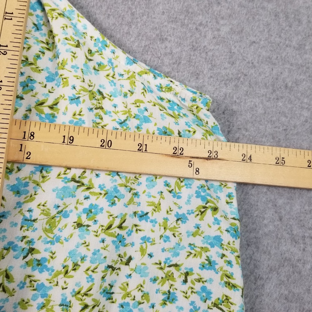 Time and Tru Halter Tank Top Women 2XL XXL 20 Blue Green Floral Drawstring Neck - Picture 9 of 9